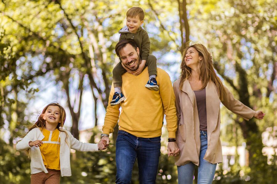 A family walking together outdoors