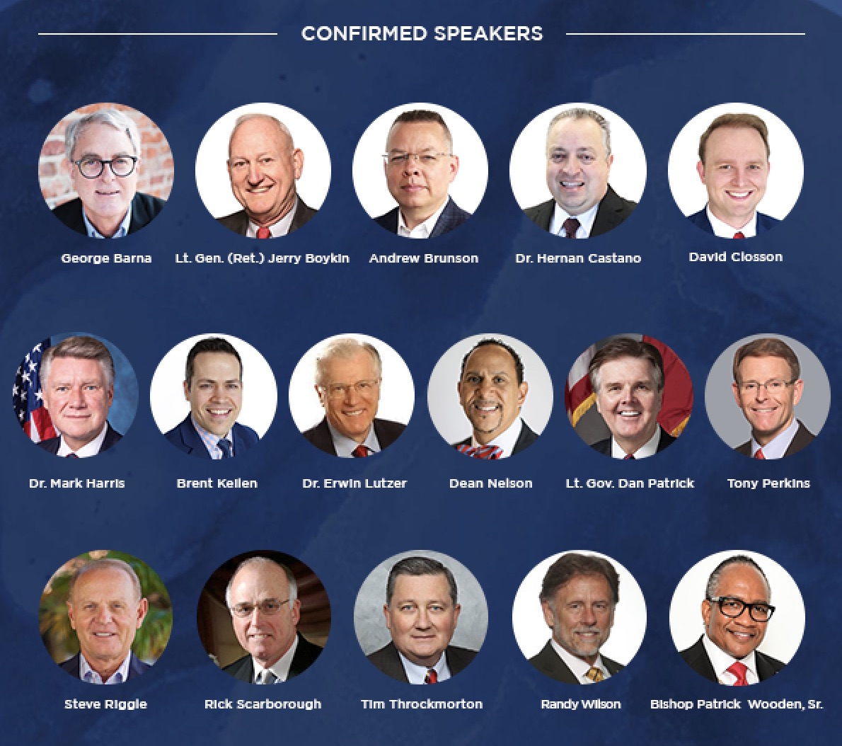 Confirmed speakers for the Texas Pastors Briefing
